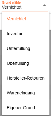 Waren-Änderungsgründe